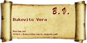 Bukovits Vera névjegykártya